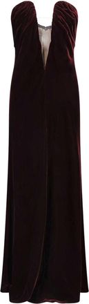 Giorgio Armani Bordeaux Bustier Structured Velvet Evening Dress