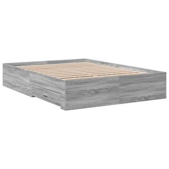 Berkfield Home Modern Bed Frame w/Drawers Frame Grey Sonoma 120x190 cm Small Double