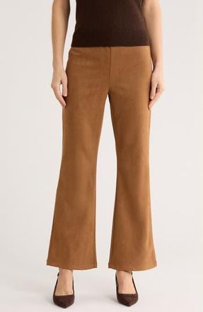 Ellen Tracy Faux Suede Semi Flare Leg Pants in Cognac at Nordstrom Rack, Size X-Large