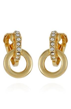 T Tahari Crystal Loop Clip-On Drop Earrings in Silver Tone at Nordstrom Rack