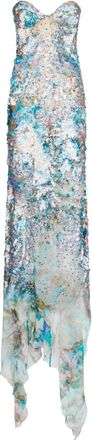 Roberto Cavalli sequinned maxi dress - women - Fabric/Sequin - 38 - Blue