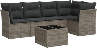 vidaXL Vidaxl - Set De Muebles De Jard&iacute;n 6 Pzas Y Cojines Rat&aacute;n Sint&eacute;tico Gris