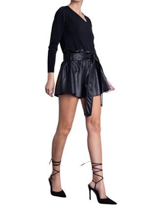 Karina Grimaldi Juana Vegan Leather Shorts In Black