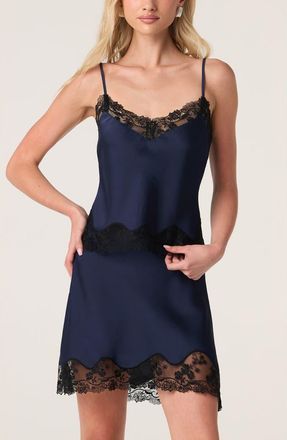 ASTR the Label Yulissa Lace Trim Camisole in Navy at Nordstrom, Size X-Large