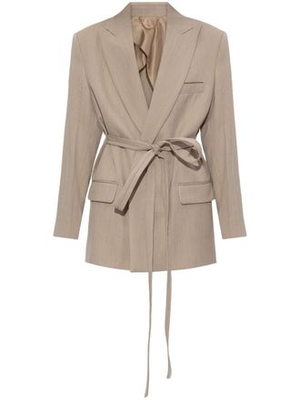 Victoria Beckham Blazer met gestrikte taille - Beige