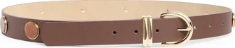 Steve Madden Dome Stud Faux Leather Belt in Chocolate at Nordstrom Rack, Size X-Large