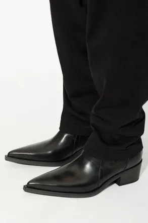 Rick Owens Leather Ankle Boots Pointed Sliver, Mens, Black