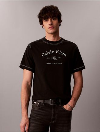 Calvin Klein Jeans Calvin Klein Mens Varsity Logo Washed Easy Tee - Black - 2XL