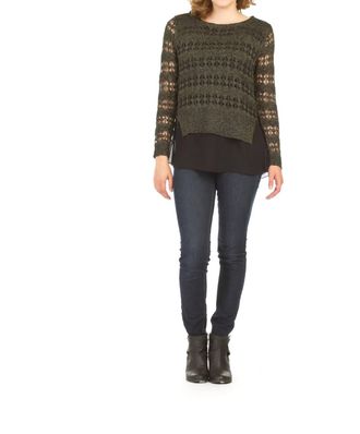 Papillon Lurex Sweater With Georgette Underlay In Black