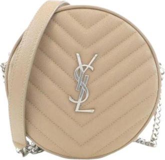 Saint Laurent Pre-owned Leren Schoudertas - Dames - Vintage Schoudertas - Beige - ONE Size - Leer - Vintage