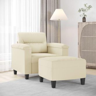 vidaXL Sill&oacute;n Con Taburete Cuero Sint&eacute;tico Color Crema 60 Cm Vidaxl
