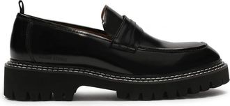 Kazar Zwarte loafers gestikt met witte draad - Heren - Loafers - Zwart - 41 EU - Leer - Schoenen