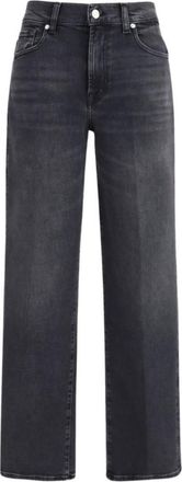 7 For All Mankind Black Straight High Rise Jeans