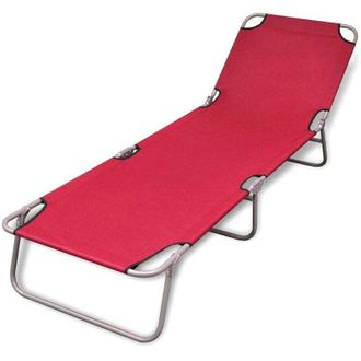 vidaXL vidaXL Folding Sun Lounger Powder-coated Steel Red
