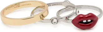 Marc Jacobs Lips Plated Brass Rings - set of Three - Gold - 6 (L 1/2)