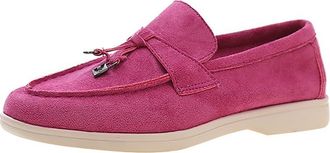 Generic Womens Casual Comfortable Suede Lightweight Driving Moccasins Classic Fashion Penny Slip on Ladies Driving Loafer Flat Shoes,Rose,4 UK