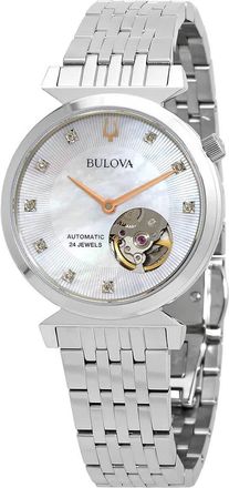 Bulova Regatta Automatic Diamond White Mother of Pearl Dial Ladies Watch 96P222