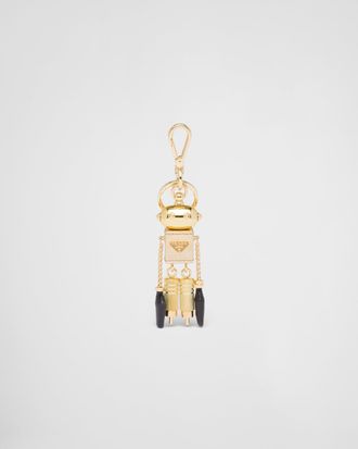 Prada Robot Saffiano leather keychain charm