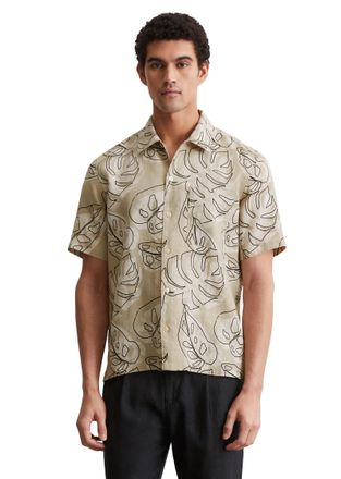 Marc O'Polo Leinenhemd MARC OPOLO, Herren, Gr. XL, N-Gr, bunt (multi, pure cashmere), Web, Obermaterial: 100% Leinen, regular fit, Hemden Leinenhemd, mit floralem