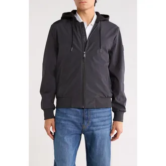 Calvin Klein Softshell Knit Bomber Hoodie in Iron at Nordstrom Rack, Size Xx-Large