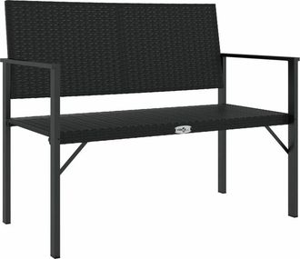 vidaXL 2-Seater Garden Bench Black Poly Rattan vidaXL