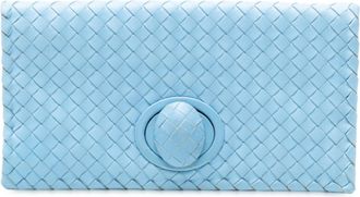 Bottega Veneta Pre-owned Womens Nappa Intrecciato Turn Lock Clutch - Light Blue Leather - One Size