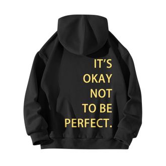 Generic Hoodie Womens Oversize Back Print, Hoodie Womens Hoodie with Saying Its Okay Not to Be Perfect Sweatpullover Summer Sweatshirts Long Summer Jumper / O