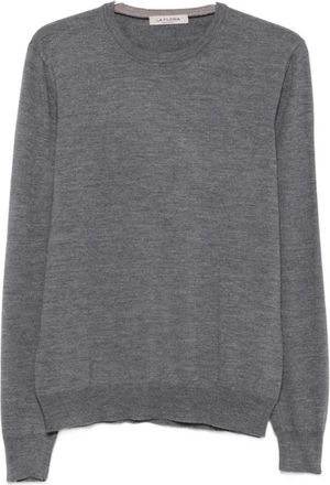La Fileria Sweater Fileria - Heren - Ronde hals truien - Grijs - 5XL - Wol - Truien & Vesten