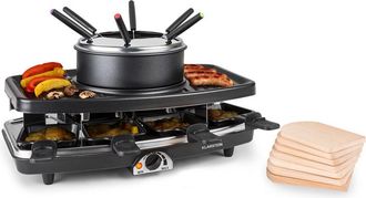 Klarstein Klarstein Entrecote, Grill 2in1 per Raclette & Fonduta, Pietra Naturale, 8 Persone, Sottopadella, 1100W