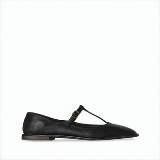 The Row Pointed T-Strap Flat Shoes In Smooth Lamb Leather