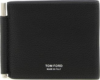 Tom Ford Hammered Leather Card Holder - Heren - Portefeuilles - Zwart - ONE Size - Leer - Accessoires