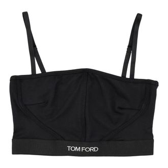 Tom Ford Sleeveless Tops, female, Black, Size: L Modal Signature Bra