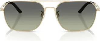 Oliver Peoples 58mm Roger Federer R-17 Irregular Sunglasses in Brushed Gold /Forest Gradient at Nordstrom