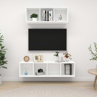 vidaXL Juego De Muebles De Sal&oacute;n 2 Piezas Madera De Ingenier&iacute;a Blanco Vidaxl