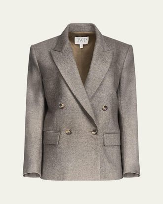 TWP Harper Double-Breasted Herringbone Blazer