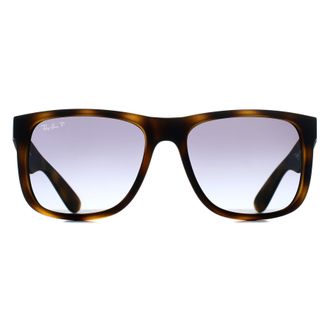Ray-Ban Rectangle Unisex Matte Havana Blue Gradient Polarized RB4165 Justin - Brown - One Size