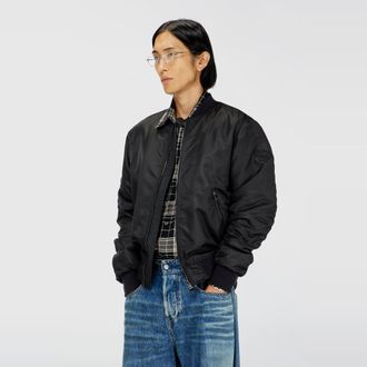 Diesel Nylon bomber jacket with ribbed trims - Jackets - Man - Black