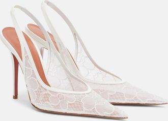 Amina Muaddi Anok lace slingback pumps