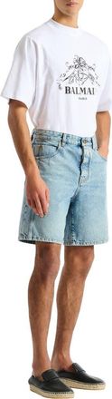Balmain Light blue denim Bermuda shorts at Nordstrom, Size 32