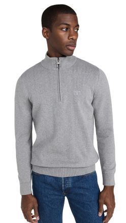 Barbour Mens Cotton Half Zip Sweater Grey Marl (UK, Alpha, XL, Regular, Regular, Grey Marl)