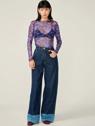 Omnes Womens Lorrie Mesh Top in Wild Fern Print - Size: 18/20