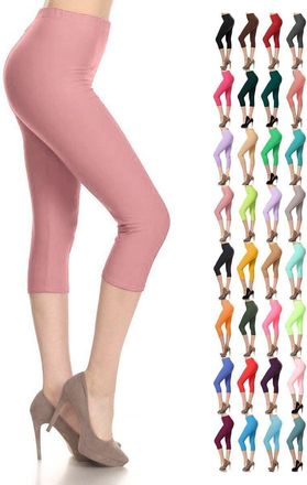 The Celebrity Fashion Cropped Leggings for Women 3/4 Length Capri Trousers Plus Size Classic 3/4 Pants