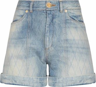 Balmain Korte Diamond denim shorts - Dames - Denim shorts - Blauw - 2XS - Denim - Korte Broeken