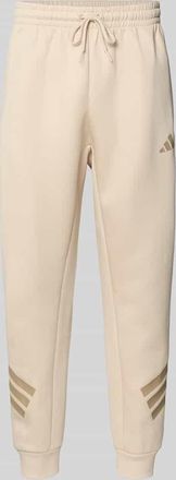 adidas Regular Fit Sweathose mit Logo-Print in Beige, Gr&ouml;&szlig;e XXL