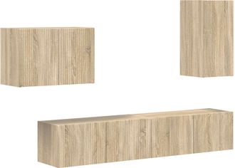 vidaXL Vidaxl Conjunto De Mueble Para Tv De Pared 4 Uds. Roble Sonoma