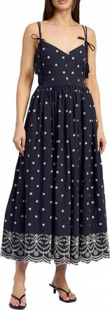 En Saison Elizabeth Embroidered Midi Dress In Navy Natural