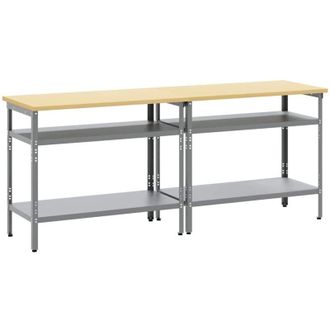 vidaXL Vidaxl - Conjunto De Banco De Trabajo 2 Pcs Gris 200 X 55 X 85 Cm Acero