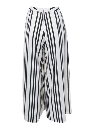 Alice & Olivia stripe wide-leg trousers - women - Polyester/Spandex/Elastane - M - White