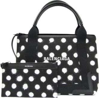 Balenciaga Pre-owned Tote Bags, female, Black, Size: ONE SIZE Pre-owned Navy Cabas S Dot Print