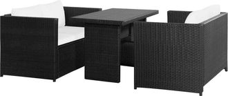 vidaXL 3 Piece Garden Lounge Set with Cushions Poly Rattan Black, 43913